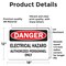 Signmission Electrical Hazard Authorized Personnel Only Danger Sign, Vinyl Decal, 18in W x 12in L, 2PK OS-2PACK-DS-D-1218-L-19339 - alternate 5